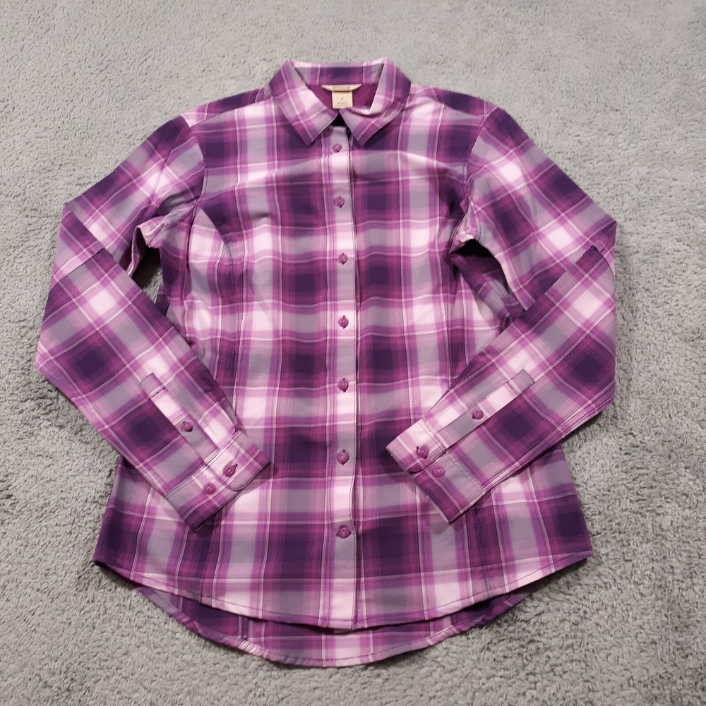 Duluth Camp Shirt Womens Small Purple Outdoor Hiking Vented Back Nylon Spandex